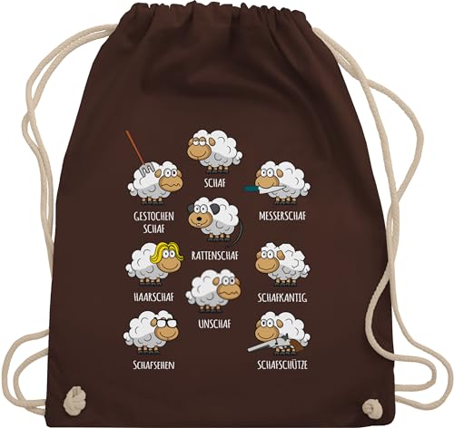 Turnbeutel Rucksack - Taschen - Schafe Schäfchen Schäfer Schaf Sheep Schafbauer Lustig Witzig - Unisize - Braun - sport beuteltasche unschaf backpack sportbeutel tasche baumwolle rucksäcke von Shirtracer