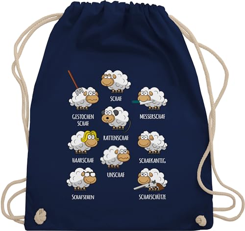 Turnbeutel Rucksack - Taschen - Schafe Schäfchen Schäfer Schaf Sheep Schafbauer Lustig Witzig - Unisize - Navy Blau - sportbeutel unschaf backpack rucksackbeuteltasche beutel baumwollbeutel von Shirtracer