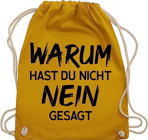 Turnbeutel Rucksack - Schlager Party Outfit - Warum hast du nicht nein gesagt - Unisize - Senfgelb - sprüche rucksäcke sportbeutel beuteltasche taschen sporttasche sportrucksack beutel gym bag von Shirtracer