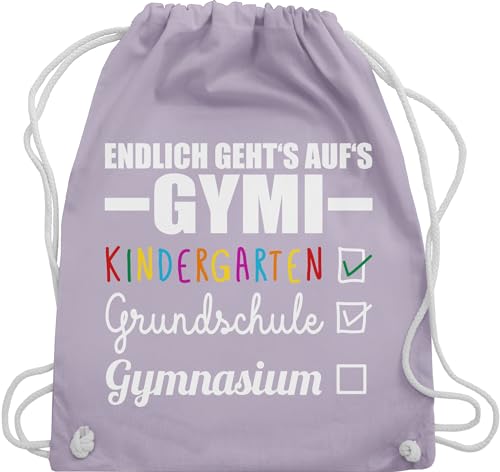 Turnbeutel Rucksack - Schulanfang & Einschulung Geschenk - Endlich geht's auf's Gymi - weiß/bunt - Unisize - Pastell Lila - schulkinder umschulung gymnasium sporttasche erste schultag gymsack von Shirtracer