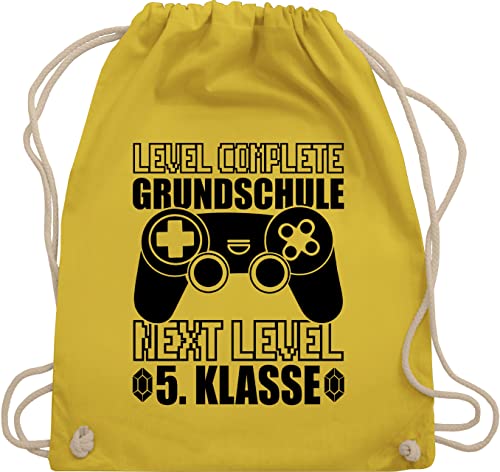 Turnbeutel Rucksack - Schulanfang & Einschulung Geschenk - Level complete - Grundschule Next Level 5. Klasse - Unisize - Gelb - kinder schulkind first day of school 1. schultag starte in die schule von Shirtracer