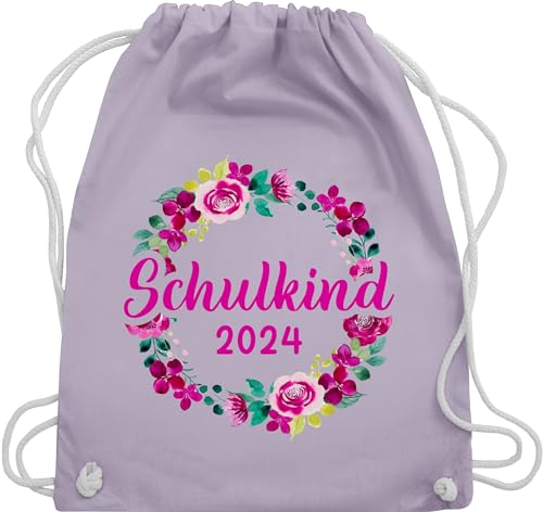 Shirtracer Turnbeutel Rucksack - Schulanfang & Einschulung Geschenk - Schulkind 2024 Blumenkranz - Unisize - Pastell Lila - 1st klasse zur sprüche spruche grundschule gastgeschenke von Shirtracer