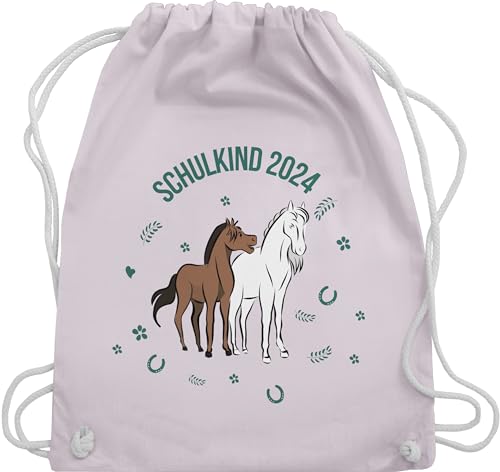 Shirtracer Turnbeutel Rucksack - Schulanfang & Einschulung Geschenk - Schulkind 2024 Pferde - Unisize - Pastell Rosa - schulanfaenger pferd sportbeutel baumwolle erste schultag tasche schuleinführung von Shirtracer