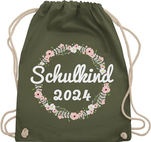 Shirtracer Turnbeutel Rucksack - Schulanfang & Einschulung Geschenk - Schulkind 2024 - Unisize - Olivgrün - sport beuteltasche geschenke zum schuleingangs baumwolle 1. klasse einschulungsgeschenke von Shirtracer