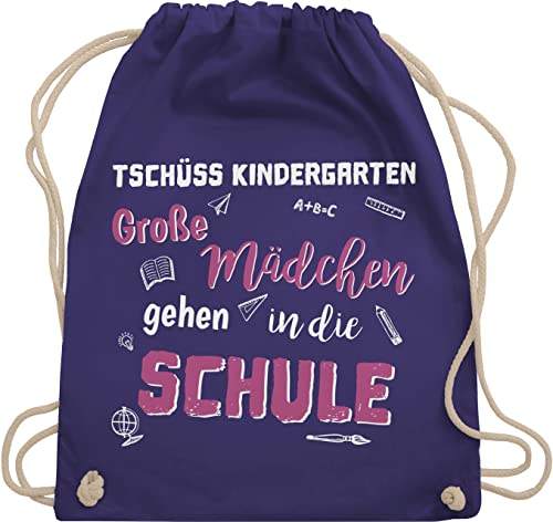 Turnbeutel Rucksack - Schulanfang & Einschulung Geschenk - Tschüss Kindergarten Große Mädchen - Unisize - Lila - abschluss kita beutel erster schultag by tasche schulanfaenger bye sporttasche von Shirtracer