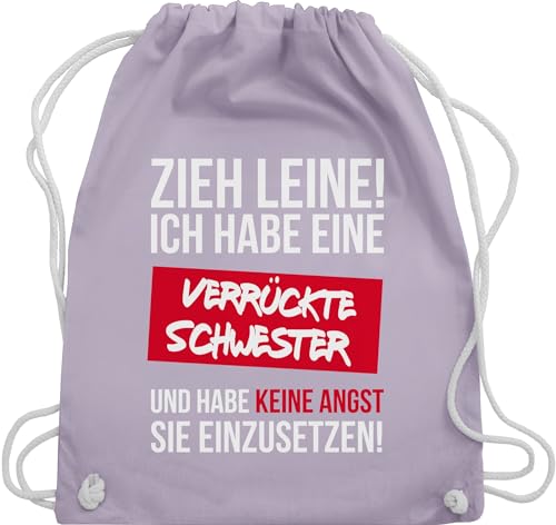 Turnbeutel Rucksack - Zieh Leine Ich habe eine verrückte Schwester - Unisize - Pastell Lila - baumwolle geschenk fuer die schwestern sisters stoffbeutel sister geschwister bag geschenke für von Shirtracer