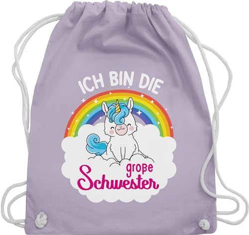 Turnbeutel Rucksack - Taschen - Ich bin die große Schwester - Einhorn - Unisize - Pastell Lila - baumwolle beutel für sis geschenk big sister backpack grosse schwestern großer baumwollbeutel von Shirtracer