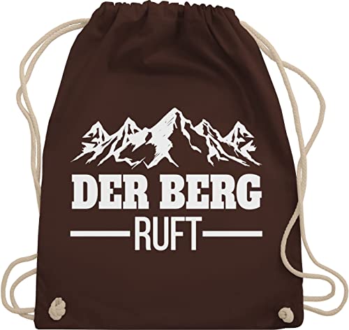 Turnbeutel Rucksack - Skiurlaub Apres Ski - Der Berg ruft - Unisize - Braun - skirucksäcke kinderturnbeutel skifahrer ruf stoffbeutel wanderrucksack skioutfit berge rucksäcke von Shirtracer