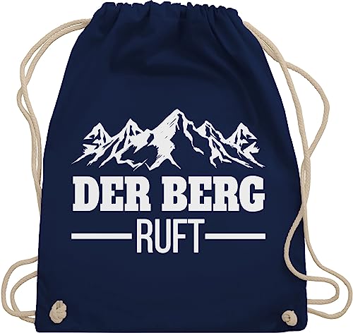 Turnbeutel Rucksack - Skiurlaub Apres Ski - Der Berg ruft - Unisize - Navy Blau - apres+ski bergen stoffbeutel baumwolle wander geschenke mottoparty wandern beutel für wanderer frauen fahren von Shirtracer