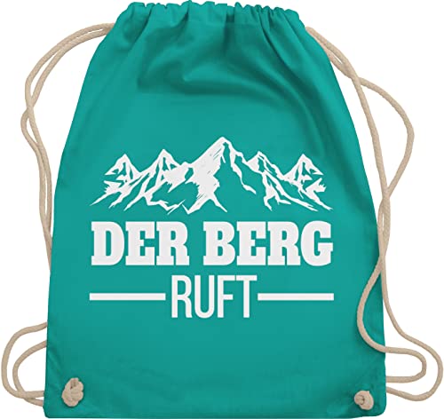 Turnbeutel Rucksack - Skiurlaub Apres Ski - Der Berg ruft - Unisize - Türkis - backpack bergmotiv bag baumwolle uni kinder stoff baumwoll beutel geschenke für wanderer frauen kinderturnbeutel von Shirtracer