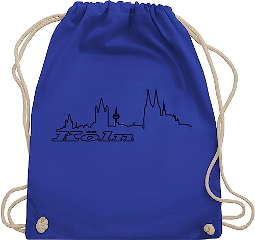 Turnbeutel Rucksack - Köln Skyline - Unisize - Royalblau - turn beutel sport beuteltasche turnen tasche gym bag sportbeutel aus stoff kordel baumwolle baumwoll mit country kölner backpack stadt von Shirtracer