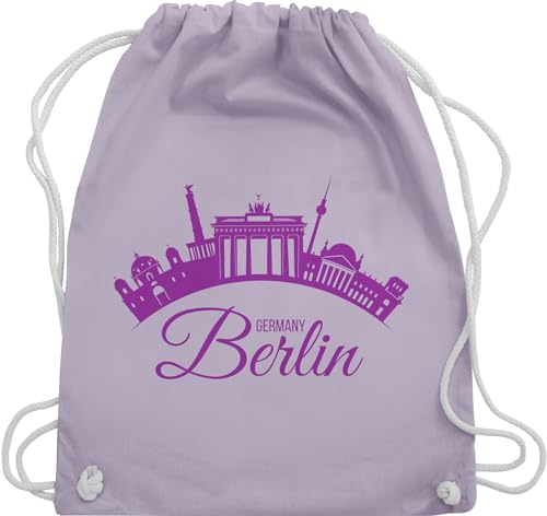 Turnbeutel Rucksack - Skyline Berlin Deutschland Germany - Unisize - Pastell Lila - sport beutel souvenir bag turnsackerl rucksack. bags stoff baumwolle tasche stadt berliner beuteltasche country von Shirtracer