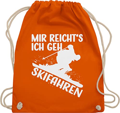 Turnbeutel Rucksack - Snowboard, Ski und mehr - Mir reicht's ich geh Skifahren - weiß - Unisize - Orange - beutel skifahrer geschenk reichts stoffbeutel rucksäcke tasche turnsackerl turnsack von Shirtracer