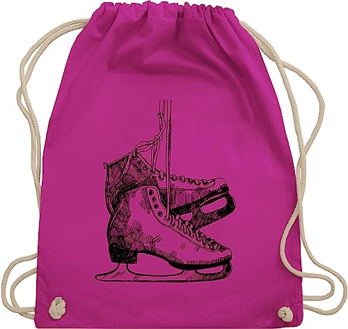 Turnbeutel Rucksack - Snowboard, Ski und mehr - Schlittschuhfahren - Unisize - Fuchsia - eislaufen kinderturnbeutel skifahren iceskater juterucksäcke ice skating wintersport eisschuhe von Shirtracer