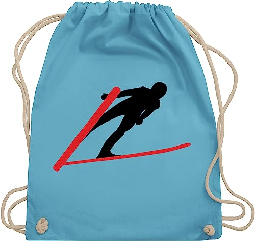 Turnbeutel Rucksack - Snowboard, Ski und mehr - Skispringer Skispringen - Unisize - Hellblau - wintersport skifahren skifahrer beutel springen baumwollrucksack gymsack bag turnsack turnsackerl von Shirtracer