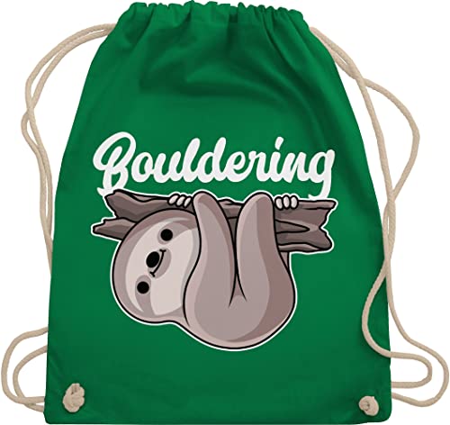 Turnbeutel Rucksack - Bouldering mit Faultier - weiß - Unisize - Grün - sport beuteltasche kinderturnbeutel taschen beutel stoffrucksack stoffbeutel stofftasche sportbeutel baumwolle baumwoll von Shirtracer