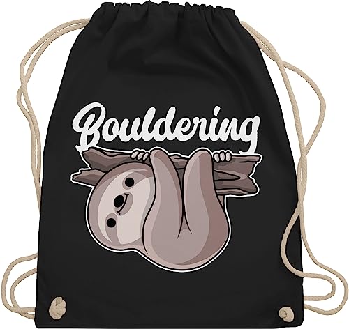 Turnbeutel Rucksack - Bouldering mit Faultier - weiß - Unisize - Schwarz - kinderturnbeutel sport klettern beutel tasche kinder 25. geburtstag stoffrucksack stofftasche beuteltasche sportbeutel von Shirtracer