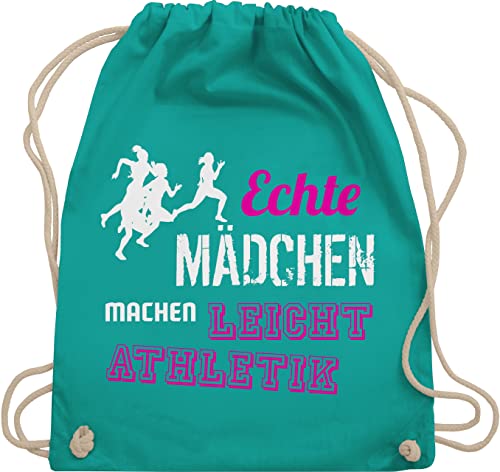 Turnbeutel Rucksack - Echte Mädchen machen Leichtathletik - Unisize - Türkis - beutel kinder stofftasche sporttaschen beuteltasche stoff stoffbeutel bags sporttasche turn tasche stoffrucksack von Shirtracer