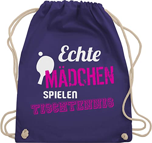 Turnbeutel Rucksack - Echte Mädchen spielen Tischtennis - Unisize - Lila - beutel kinder sporttasche baumwolle turn tasche sportrucksack mit schnur sporttaschen taschen gymsack kinderturnbeutel von Shirtracer