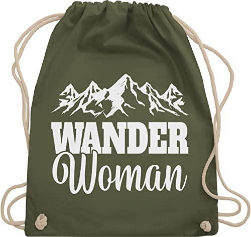 Turnbeutel Rucksack - Wander Woman - Unisize - Olivgrün - für wanderer beutel baumwolle wanderbeutel statement stoffsackerl wandern damen stoffbeutel mit kordelzug berge stoffrucksack der. berg von Shirtracer