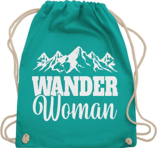 Turnbeutel Rucksack - Wander Woman - Unisize - Türkis - sportbeutel stoff wanderbeutel sprüche wandern beutel mit kordelzug wandergadges für bergliebhaber sportrucksack wanderwomen baumwollbeutel von Shirtracer