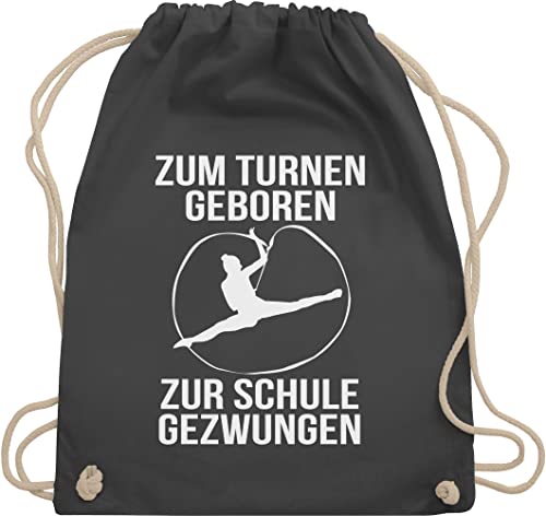 Shirtracer Turnbeutel Rucksack - Zum turnen geboren Silhouette - Unisize - Dunkelgrau - geschenke für turnerinnen kinderturnbeutel sport turn juterucksäcke riemchenbeutel tasche kinder 25. geburtstag von Shirtracer