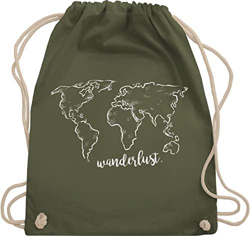 Turnbeutel Rucksack - Sportbeutel bedruckt Geschenk - Wanderlust - Unisize - Olivgrün - turnen tasche wanderfreunde beutel stoff baumwollrucksäcke stoffsackerl stofftasche baumwollrucksack von Shirtracer