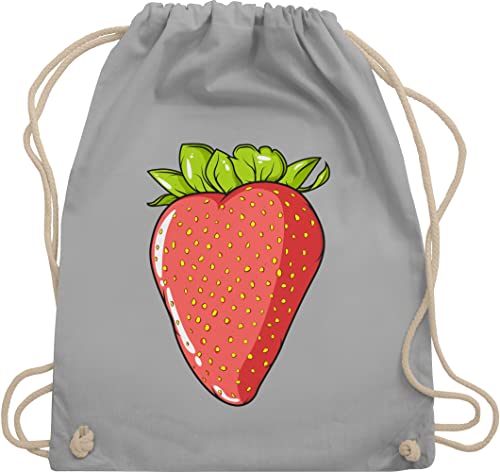 Turnbeutel Rucksack - Sprüche Statement - Erdbeere Erdebeer Erdbeeren Sommerfrüchte Geschenk - Unisize - Hellgrau - erdbeertaschen mit aufschrift erdbeer beutel statements strawberry stoffrucksack von Shirtracer