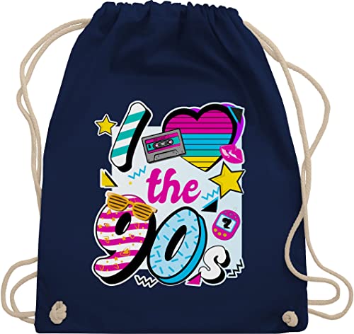 Turnbeutel Rucksack - Sprüche Statement - I love the 90s - Unisize - Navy Blau - 90 jahre turn beutel 90er-party stoffbeutel baumwolle party 90er sportsack outfit sportbeutel retro beutelrucksack von Shirtracer