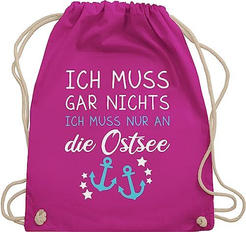 Turnbeutel Rucksack - Sprüche Statement - Ich muss gar nichts ich muss nur an die Ostsee - Maritime Ostsee Geschenkideen - Unisize - Fuchsia - souvenir mit aufschrift meer beutel statements baltic von Shirtracer