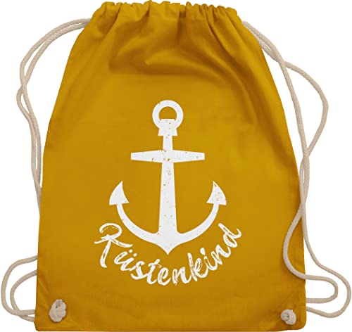 Turnbeutel Rucksack - Sprüche Statement - Küstenkind mit Anker - weiß - Unisize - Senfgelb - damen motiv statements maritim beutel sprüchen￼ ich bin ein stoffbeutel aufschrift juterucksäcke von Shirtracer