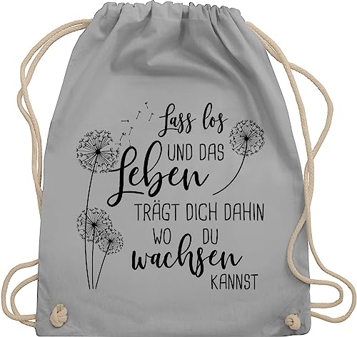 Turnbeutel Rucksack - Sprüche Statement - Lass los Pusteblumen - Schwarz - Unisize - Hellgrau - beutel kinder turnsackerl tasche mit kordelzug taschen sporttasche juterucksack beuteltasche gym bag von Shirtracer