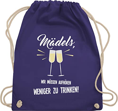 Turnbeutel Rucksack - Sprüche Statement - Mädels Wir müssen aufhören weniger zu trinken - Unisize - Lila - malle party tasche junggesellinenabschied mädelsabend taschen jugengesellenabschied von Shirtracer