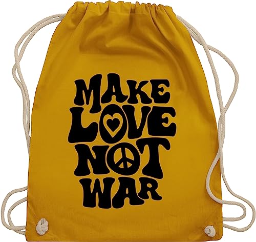 Turnbeutel Rucksack - Sprüche Statement - Make love not war - Unisize - Senfgelb - statements peace sporttasche mit aufschrift stoffbeutel spruch von Shirtracer