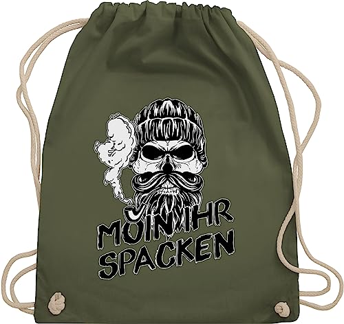 Turnbeutel Rucksack - Sprüche Statement - Moin ihr Spacken Totenkopf Norddeutsch Geschenke - Unisize - Olivgrün - mit aufschrift skull beutel statements scull tasche sprüchen moin,moin Turnbeutel Rucksack - Sprüche Statement - Moin ihr Spacken Totenkopf Norddeutsch Geschenke - Unisize - Olivgrün - mit aufschrift skull beutel statements scull tasche sprüchen moin,moin von Shirtracer