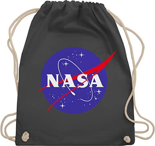 Turnbeutel Rucksack - Sprüche Statement - Raumfahrt Nasa Meatball Logo I - Unisize - Dunkelgrau - turnbeutel. zocker space beutel geek patch juterucksack nerd sternen beuteltasche nerds astronaut von Shirtracer