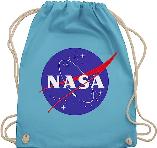 Turnbeutel Rucksack - Sprüche Statement - Raumfahrt Nasa Meatball Logo I - Unisize - Hellblau - turnbeutel. zocker space beutel geek patch juterucksack nerd sternen beuteltasche nerds astronaut von Shirtracer