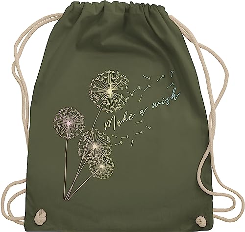 Turnbeutel Rucksack - Sprüche Statement - Pusteblume Flower - Unisize - Olivgrün - baumwoll beutel tasche mit kordelzug stoff rucksäcke baumwolle kordel turnen damen beuteltasche blumenmuster von Shirtracer