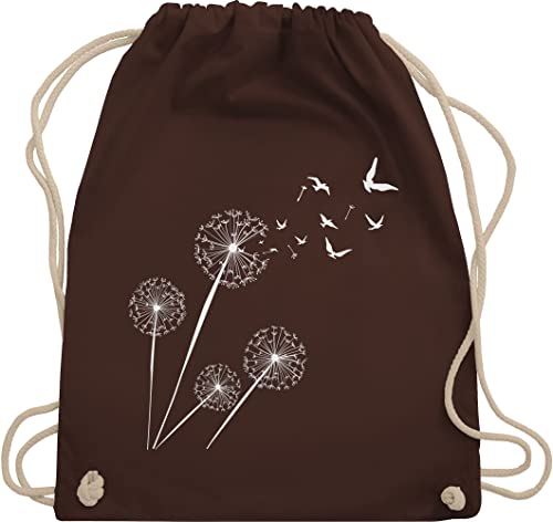 Shirtracer Turnbeutel Rucksack - Sprüche Statement - Pusteblume Löwenzahn - Unisize - Braun - blumen kordelzugbeutel sportbeutel aus stoff bedruckt vögel beutel ostergeschenke jugendliche mädchen von Shirtracer