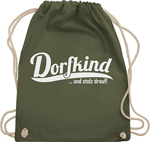 Turnbeutel Rucksack - Sprüche Statement mit Spruch - Dorfkind und stolz drauf - Unisize - Olivgrün - bags sprüchen spruche dorf turnen beutel sportbeutel lustige spruechen ich bin ein zu sein von Shirtracer