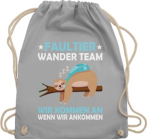 Turnbeutel Rucksack - Sprüche Statement mit Spruch - Faultier Wander Team Hiking - Unisize - Hellgrau - beutel sprüche. für wanderer tasche kordelzug tanzen, wandern lustig stoff damen von Shirtracer