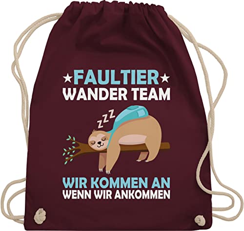 Turnbeutel Rucksack - Sprüche Statement mit Spruch - Faultier Wander Team Hiking - Unisize - Bordeauxrot - witzigen sprüchen stofftasche spruechen beuteltasche shirt herren beutel kordelzug von Shirtracer