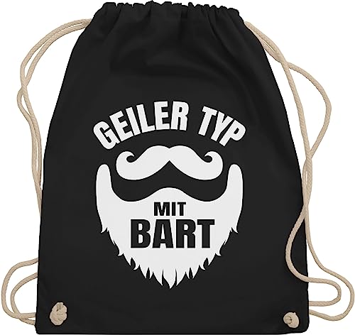 Turnbeutel Rucksack - Sprüche Statement Spruch - Geiler Typ mit Bart weiß - Unisize - Schwarz - beutel+rucksack+mit+sprüchen sprueche beutel sprüchen spruechen stoffbeutel bedruckt sprüche, von Shirtracer