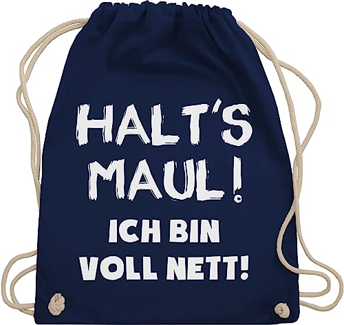 Turnbeutel Rucksack - Sprüche Statement mit Spruch - Halt's Maul ich bin voll nett - Unisize - Navy Blau - beutel+rucksack+mit+sprüchen sprueche sarkastisch beutel sprüchen spruechen sarkastische von Shirtracer