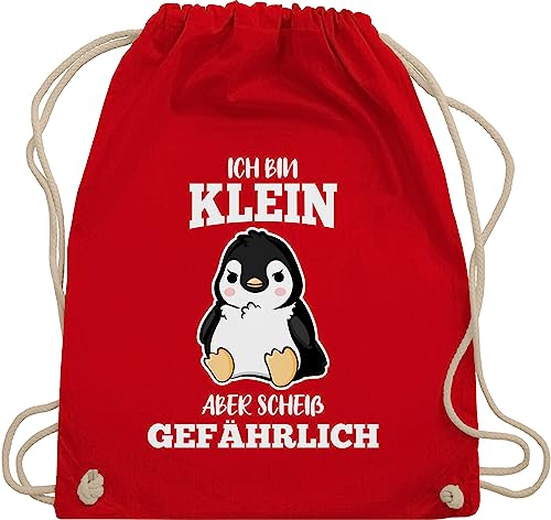 Shirtracer Turnbeutel Rucksack - Sprüche Statement mit Spruch - Ich bin klein aber scheiß gefährlich Pinguin weiß - Unisize - Rot - turnsackerl damen sprüchen spruechen turn beutel sportbeutel+spruch von Shirtracer