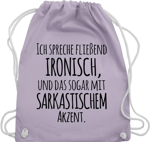 Turnbeutel Rucksack - Sprüche Statement mit Spruch - Ich spreche fließend Ironisch - Unisize - Pastell Lila - bags bag stoffbeutel baumwollrucksack beutel kordel stoff uni baumwolle kordelzug von Shirtracer