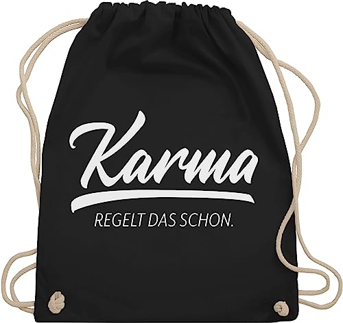 Shirtracer Turnbeutel Rucksack - Sprüche Statement mit Spruch - Karma - regelt das schon - Unisize - Schwarz - beutel+rucksack+mit+sprüchen sprueche macht beutel sprüchen spruechen rucksäcke bedruckt von Shirtracer