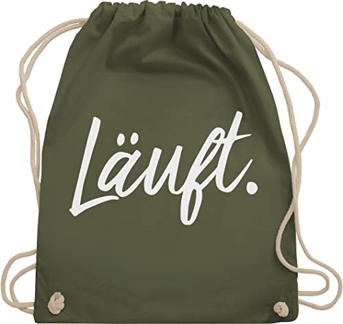 Turnbeutel Rucksack - Sprüche - Läuft - Statement - Unisize - Olivgrün - lustige mit aufschrift typo beutel taschen statements laeuft stoffrucksack festival sprüchen￼ läuft. stoffbeutel kind von Shirtracer