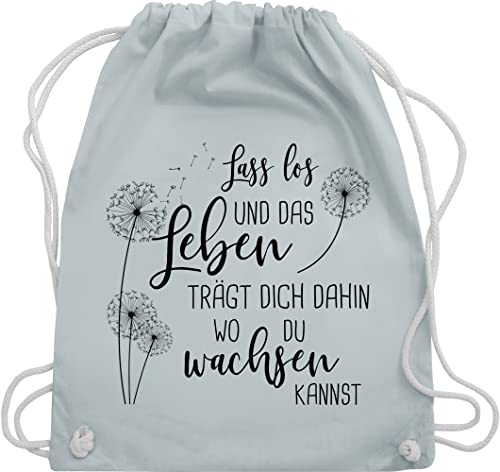 Turnbeutel Rucksack - Sprüche Statement - Lass los Pusteblumen - Schwarz - Unisize - Pastell Blau - beutel stoffbeutel mit kordelzug tasche stoff bag bags kordel baumwolle kinder turnen baumwoll von Shirtracer