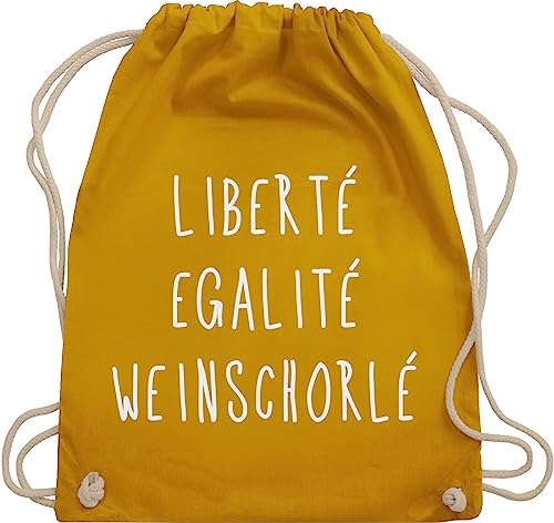 Shirtracer Turnbeutel Rucksack - Sprüche Statement mit Spruch - Liberte Egalite Weinschorle - Unisize - Senfgelb - sport beutel turnsack baumwollbeutel gymsack gym bag baumwolltasche turnsackerl von Shirtracer